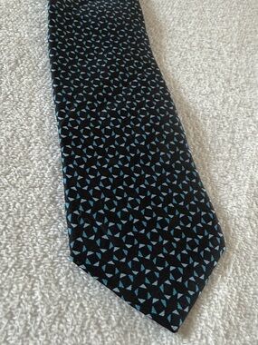 Prada Black Tie with Light Blue Geometric Print